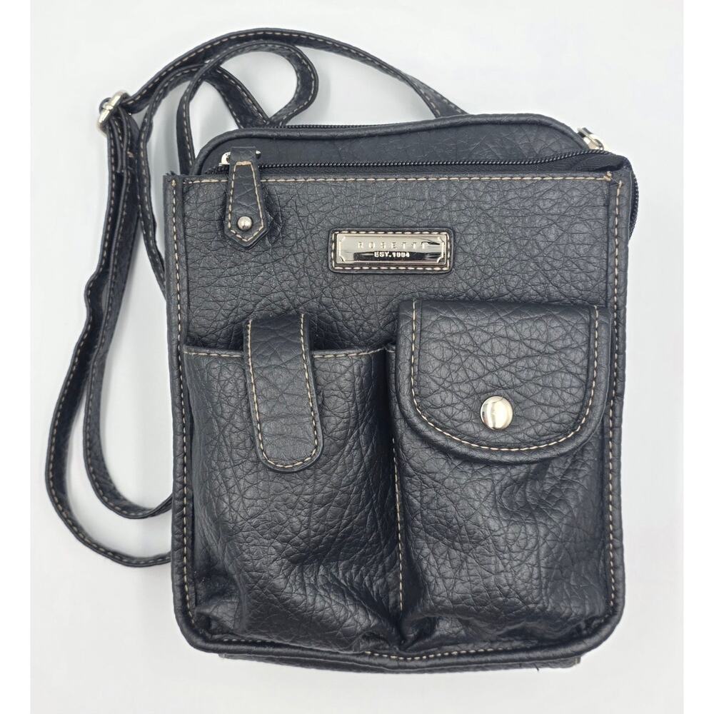 Rosetti Pocket Power Cross Body Bag Purse Pebble Multi Pockets Black